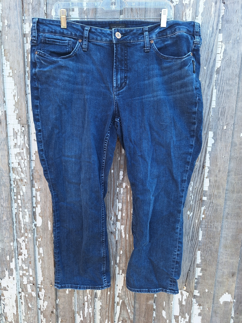 Silver Jeans Indigo Cropped Straight Leg Suki Capri Jeans Size 18